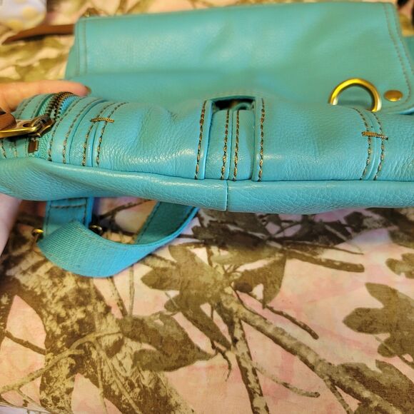 Fossil Morgan Traveler Crossbody Bag Turquoise Pebble Leather - Picture 14 of 16